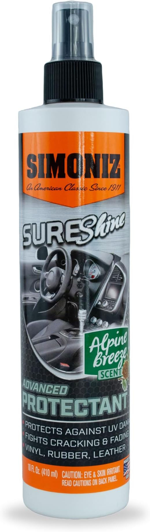Simoniz Sure Shine Auto Detailer – 10 oz Bottle Professional Mist and Wipe Vehicle Protectant – Instantly Provides a Just Waxed Look & Feel - for Cars, Trucks, SUVs, Boats & Bikes (Alpine Breeze)