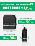 Oasser Trunk Organizer Cargo Organizer Trunk Storage Waterproof Collapsible Durable Multi Compartments with Foldable Hard Cover Aluminium Alloy Handle Reflective Strip (Large, Black)
