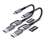 20Gbps Android Auto USB C Cable 2-in-1 [1ft, 2Pack] 240W Max USB 3.1 Gen 2 Fast Charge & Data Transfer USB C CarPlay Cable, Compatible with iPhone 16 15 Pro Max, Galaxy S23, Pixel 9 Pro XL
