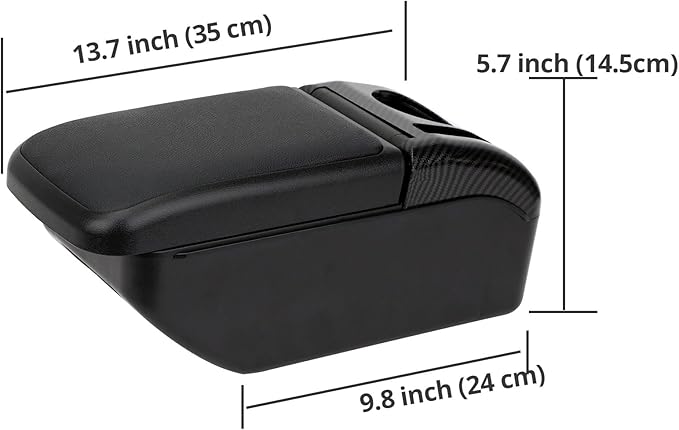 AULPHIKE Compatible with Nissan Note Armrest 2016-2018 Car Center Console Organizer Armrests Double Layer Storage with USB Ports（Black Style）