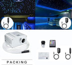AZIMOM 10W Twinkle Bluetooth RGBW LED Fiber Optic Star Ceiling Light Kit 300pcs 0.75mm 9.8ft Sensory Music Mode APP Remote Control for Indoor Car Interior Decoration