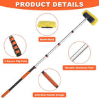 Buyplus 12FT Car Wash Brush with Long Handle, 12-Inch Soft Bristle, with Aluminium Telescoping Pole, for Cleaning Car, SUV, RV, Boats, House Siding, Floors, Solar Panels, and More