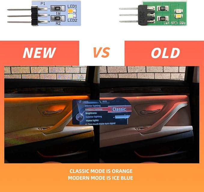 NJSBYL Blue-Orange LED Interior Ambient Circuit Board for B-MW M4 X1 3 4 5 Series Sedan Convertible Coupe F10 F30 F31 F32 F33 F34 F36 F48 F82 F83 Side Door Handle Courtesy Lamp Dual-color