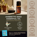100% Pure Ambrette Seed Essential Oil - 0.34 Fl Oz - Ambrette Seed Oil for Hair, Skin, Diffuser, Aromatherapy & DIY Candle Making Scent