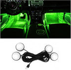 BESULEN Car Interior LED Lights, Automotive Ambient Neon Light Kit with USB Port, Car Accessories, Gifts for Men and Women, 4 in 1 Decoration Lights for Car, Garden, Home, Party（Green）