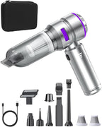 Joyzan Car Vacuum Cleaner, Portable Handheld Cordless Rechargeable Air Duster 16000PA Strong Suction Wet Dry 9 Nozzles HEPA Filter Car Home Office Workers Pet Hair Cleaning Men Gifts Dad Husband