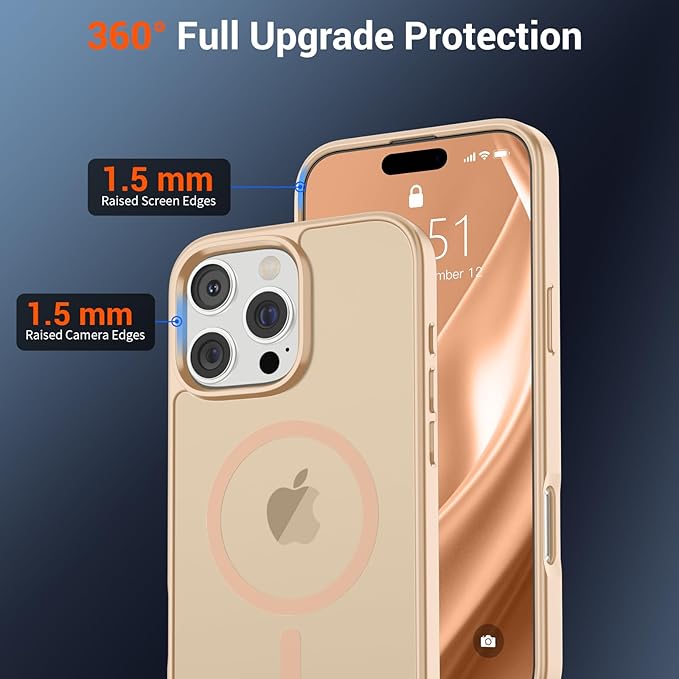 SUPFINE Magnetic for iPhone 16 Pro Case (Compatible with MagSafe) (Military Grade Drop Protection) Slim Translucent Matte Shockproof with Anti-Fingerprint Phone Case,Sand Pink