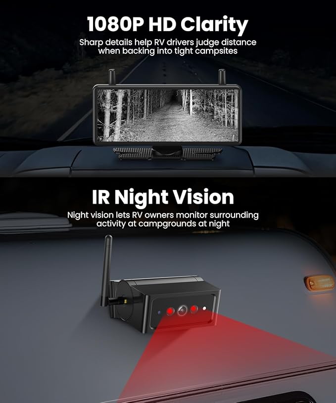AUTO VOX Wireless Backup Camera Magnetic:Portable No Wiring 1 Min Install Trailer Hitch Camera,2-Channel HD 1080P Car Monitor & IR Night Vision Back Up Camera Systems for Truck,RV (7.2 inch Dual cam)