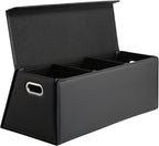Fyzeoty Car Organizers and Storage - Trunk Organizer for Suv Car,Car Trunk Leather Storage Box,Extra Large,Magnetic Lid,Collapsible and Adjustable Trapezoidal-Black
