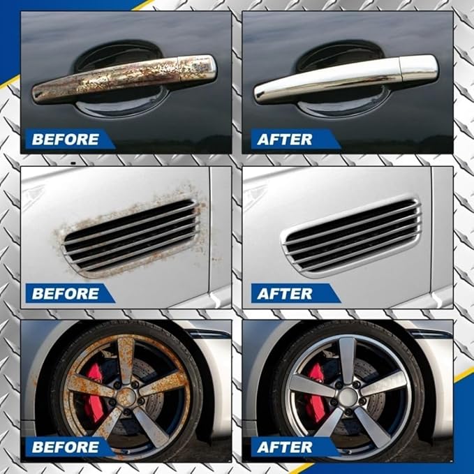 Iron Powder Remover Spray, Multi-Functional Quick-Acting Rust Removal Spray - pH Neutral & Paint Safe Car Detailing for Wheels, Rims & Metal Tools - Advanced Formula, No Damage to Surface (100 ML*2)
