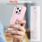 SUPFINE Magnetic for iPhone 16 Pro Case with Screen Protector (Compatible with MagSafe) (Military Grade Drop Protection) Translucent Matte Shockproof Phone Cover,Light Pink