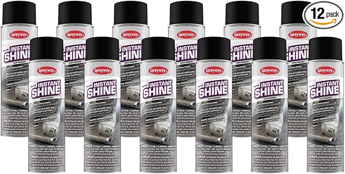 Sprayway SW936-12PK Aerosol Instant Shine Vinyl Cleaner and Protectant, 11 oz, Pack of 12, White