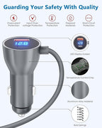 Starlink Mini Cable Car Adapter 16.4ft Starlink Mini Accessories Power Cable Car Charger DC 12V 24V Cigarette Lighter with Digital Display USB C PD 30W and USB A QC 3.0 30W Ports for Trucks and Cars