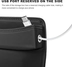 DXNQ Large Capacity Car Seat Gap Filler Organizer, Leather Car Front Seat Slot Storage Box Keeps Car Tidy, Portable Car Seat Gap Filler with 2 Charge Holes for Phones Glasses Keys Cards (Black)