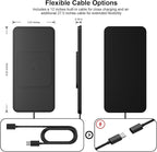 Wireless Car Charging Pad, Reestecqi 15W Fast Wireless Car Charger Pad Non Slip Charging Mat with 30cm Cable and 70cm Extension Compatible with iPhone 16 Pro/15/14/13 AirPods Samsung Google