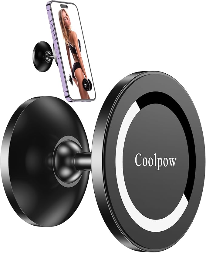 Gym Magnetic Phone Holder Mount for MagSafe【All Metal】Dual Magnetic Phone Holder for Gym Accessories Attach to Metal Surface, Gym Phone Holder Magnet for iPhone 16 15 14 13 Pro Max Gift for Men Women