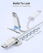 StayCable 5FT USB A to USB C Cable with Built-in Magnetic Holder for Nightstand, Desk and Car, 3A Fast Charging Anti-Fall Cord with 2 Adhesive Metal Plates, Braid Type-C Data Cable for iPhone 17