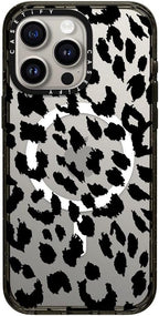 CASETiFY Impact Case for iPhone 15 Pro Max [8.2ft 4X Military Grade Drop Protection/Compatible with Magsafe] - Lacie Leopard - Clear Black