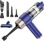 Portable Cordless Handheld Car Vacuum - Compact & Lightweight with High-Power Suction, Washable Filter, and LED Light for Auto Interior, Keyboard, Desk & Pet Hair Cleaning (Blue & Gold)