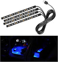 Car LED Strip Light, 48 LEDs RGB Neon Interior Atmosphere Lights, 12V Under Dash Ambient Night Light, USB Port Auto Interior Decorative Lamp, Universal Car Accessories (Blue)