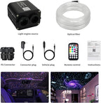 AZIMOM Dual Color 20W Twinkle Fiber Optic Starlight Headliner Kits Mixed 860pcs*13.1ft Fiber Strands Sound Activated Remote APP Control RGBW Light Source Home Car Ceiling Headliner Décor