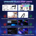 Acrylic Interior Car LED Strip Light, Dreamcolor 22-in-1 RGB Ambient Lighting with APP, 16 Million Colors 175in 600LED Music Sync Lights for Night Driving, Home, Camping & Gift Decor