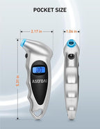 AstroAI Digital Tire Pressure Gauge 0-150PSI Calibrated to ANSI B40.7 +/-1PSI, Accurate in 0.1 Increments, Tire Repair Tools 4 Pressure Measurements for Car Truck with Backlight LCD, Silver