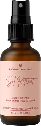 Sol Retreat Luxury Small Space Air & Linen Freshener Spray - Sugared Mango + Coconut Milk - Artisan Blended Home Fragrance - Non Toxic Room Spray + Odor Eliminator - 2 oz Travel Size