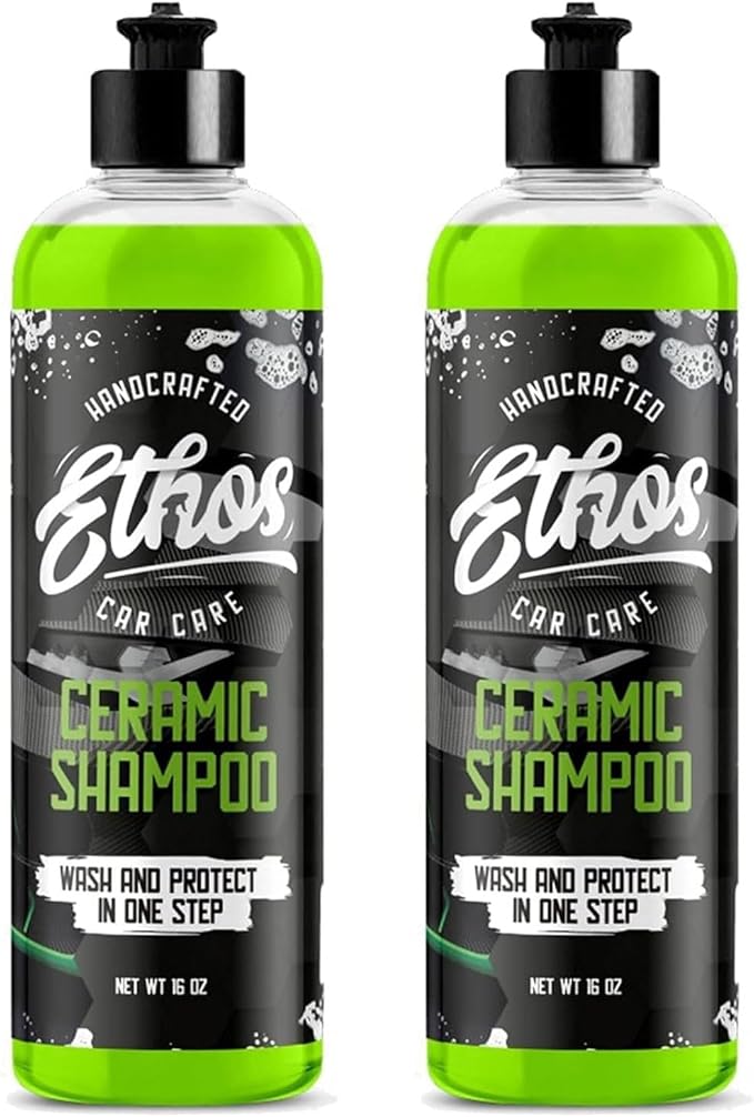 Ceramic Car Shampoo - Slick Car Wash Soap for Ceramic Coatings - pH-Balanced Car Wash Shampoo - Adds Hydrophobic Protection | Enhances Coatings, Waxes or Sealants | Incredible Shine (16oz - 2 Pack)