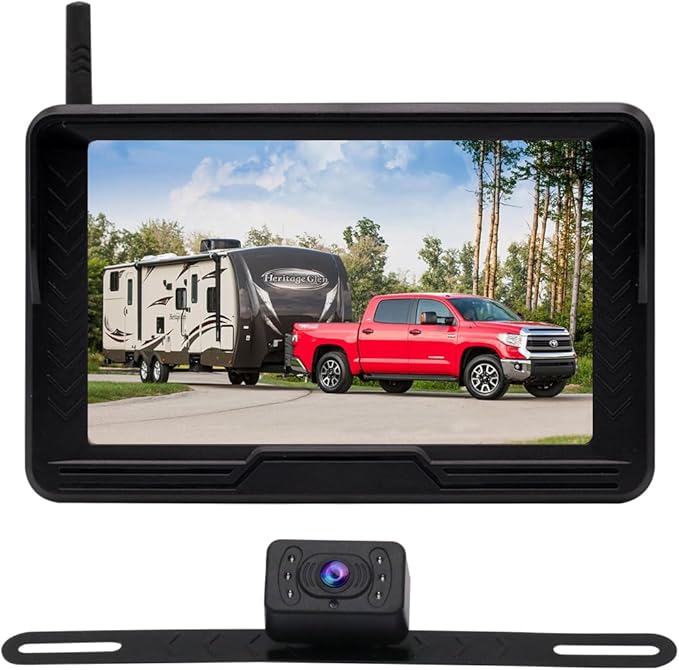 Wireless Backup Camera Digital Signal 5 Inch HD 1080P Rear View Monitor Kit IP69 Waterproof Night Vision Reverse Cameras for Truck Car RV Pickup Camper Van