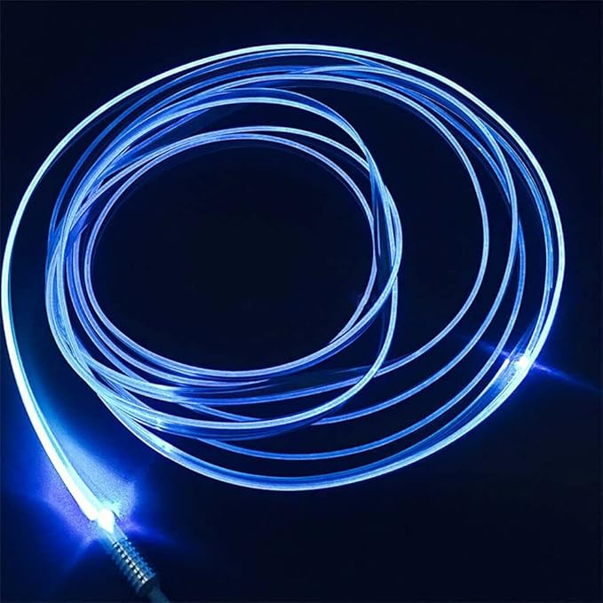 3m/9.8ft 5m/16ft Car Home LED Strip Ambient Light 2mm Plastic Optic Fiber Cable Skirt Tube Kit with 12V LED Light Source Illuminator (Ice Blue,5m/16ft)