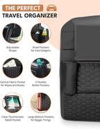 Owleys Set Seat Back Organizer & Car Seat Protector Hexy Waterproof & Non-Slip Protector for Child Car Cushion for Leather and Fabric Seats (Black Set 1)