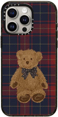 CASETiFY Impact Case for iPhone 15 Pro Max [8.2ft 4X Military Grade Drop Protection/Compatible with Magsafe] - Teddy Bear Plaid - Clear Black