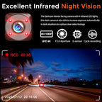 4K Dash Cam, Dash Camera Front Inside Rear, WiFi Dashcam for Cars with 64G Card, 3.16" IPS Screen, Night Vision, WDR 24H Parking Mode, G-Sensor, Loop Recording, 170° Wide Angle, APP Control