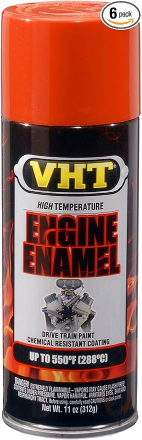VHT SP120-6PK 550° Engine Enamel High Heat Spray Paint – Chrysler Hemi-Orange– 11 oz. Aerosol Can, Pack of 6