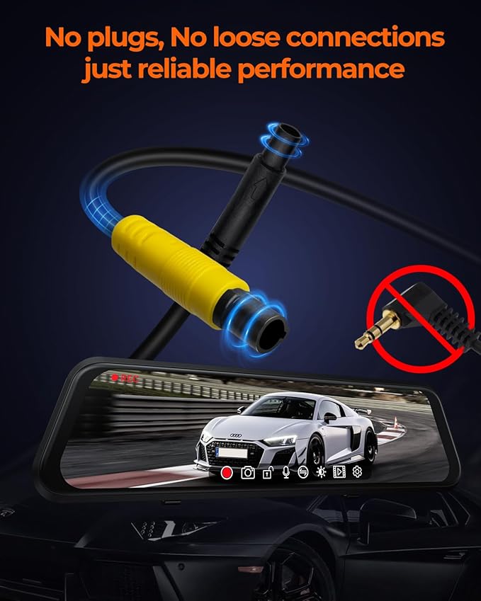 ACUMEN 4K Rear View Mirror Camera,Smart 12" Touch Screen Mirror Dash Cam Front and Rear,Backup Camera for Cars & Trucks with Blind Spot Detection (M4 2CH)