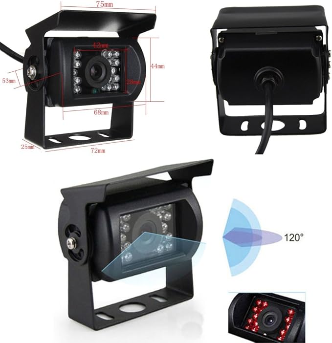 Hodozzy 4 Channel Backup Camera System with 9 Inch Quad Split Screen Monitor, Waterproof Rear View Camera with 18 IR Night Vision, Easy Installation for Truck RV Trailer Vans