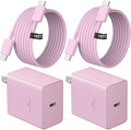 USB C Charger Type C Charger Fast Charging 10FT 45W Samsung Chargers 2-Pack with iPhone Air/17/17 Plus/17 Pro/17 Pro Max/16/16 Plus/16 Pro/16 Pro Max/15/15 Pro Max/iPad Pros/Galaxy S25 S24(Pink)