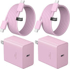 USB C Charger Type C Charger Fast Charging 10FT 45W Samsung Chargers 2-Pack with iPhone Air/17/17 Plus/17 Pro/17 Pro Max/16/16 Plus/16 Pro/16 Pro Max/15/15 Pro Max/iPad Pros/Galaxy S25 S24(Pink)