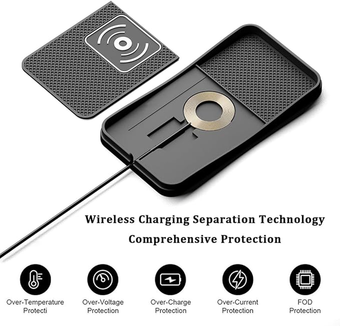 Car Wireless Charger Pad for Nissan Z 2023-2026, Type-C/USB 20W Fast Wireless Car Charger Pad Non-Slip Cordless Charging Mat,A-30cm Cable Type-C Plug