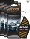 AREON Sport Lux Gold - Hanging Cardboard Air Freshener for Car, Home & Office - Premium Cologne Perfume with Natural Fragrances - Long Lasting, Fresh, Luxurious Scent - Stylish Design, Pack of 3