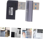 2pcs USB Male to Female Angled Adapter Upward Bending Connector for Laptops High Hardness USB Extender with Space-Saving Design Compatible with Various Devices