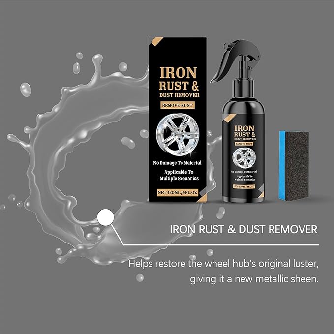 Car Wheel Cleaning Spray, Complete Detailing Solution, 4fl.oz, Iron Aluminium Remover, Rim Cleaner Spray, Powerful Stain Removal, for Cars, Trucks, Motorcycles, and RVs