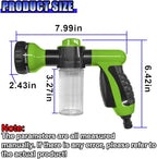 High Pressure Car Wash Foam Gun, 8 Way Spray Pattern Garden Hose Nozzle with 3.5oz/100cc Soap Dispenser, Adjustable Hose Spray Nozzle for Car Washing, Pet Shower, House Cleaning (Green)