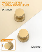 Asidrama 2 Pack Champagne Bronze Dummy Door Knob, Non-Turning Decorative Door Lever with Door Knobs for Closet, French Double Doors, Pantry & Interior Push/Pull Use