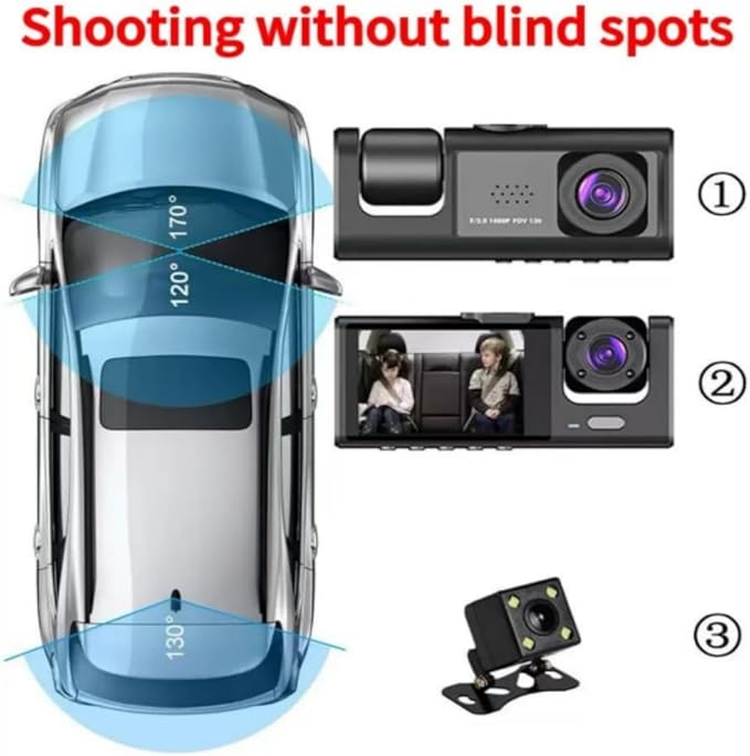 Dash Cam for Honda Odyssey 2015-2022 High-Definition Night Vision with Three Lenses Front Rear and Inside The Car Dual Recording
