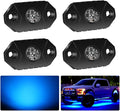 4WDKING Blue LED Rock Lights, 4 Pods IP68 Waterproof Underbody Glow Trail Rig Lamp LED Neon Lights for Truck Off Road Truck Car Boat ATV SUV Motorcycle
