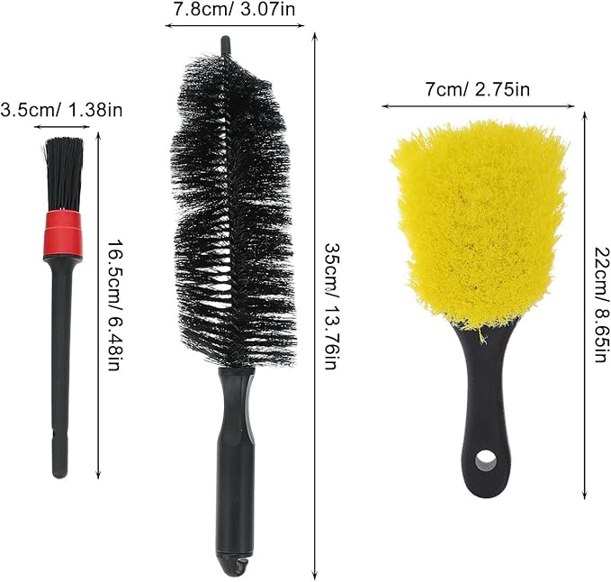 Ipetboom 9pcs Car Wheel Cleaning Brush Set, Auto Detailing Brushes for Tires, Dashboard, Air Vents, and Exterior Surfaces, Soft Bristle Kit for Vehicle Interior and Exterior Care