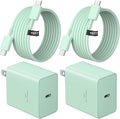 USB C Charger Type C Charger Fast Charging 10FT 45W Samsung Chargers 2-Pack with iPhone Air/17/17 Plus/17 Pro/17 Pro Max/16/16 Plus/16 Pro/16 Pro Max/15/15 Pro Max/iPad Pros/Galaxy S25 S24(Green)