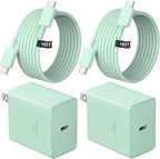 USB C Charger Type C Charger Fast Charging 10FT 45W Samsung Chargers 2-Pack with iPhone Air/17/17 Plus/17 Pro/17 Pro Max/16/16 Plus/16 Pro/16 Pro Max/15/15 Pro Max/iPad Pros/Galaxy S25 S24(Green)